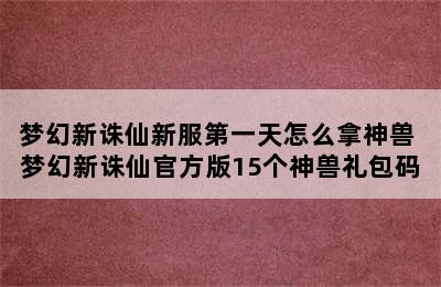 梦幻新诛仙新服第一天怎么拿神兽 梦幻新诛仙官方版15个神兽礼包码